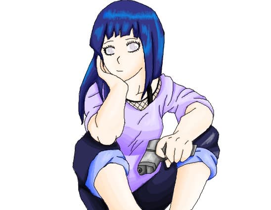 Hinata with a gun