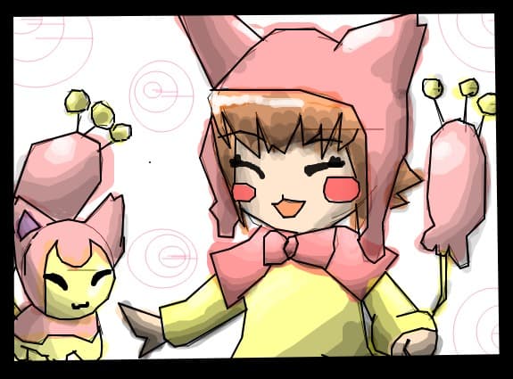 skitty din pokemon si o fetita anime skitty