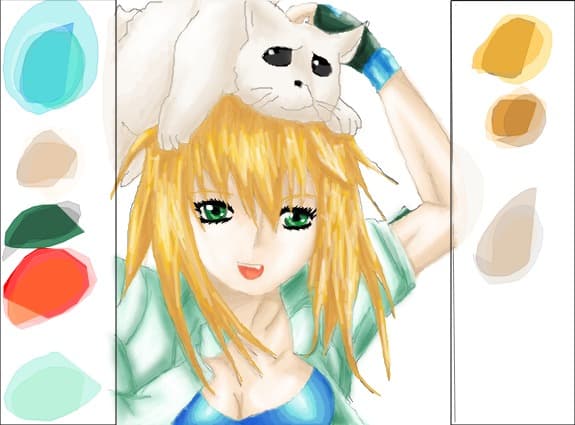 Anime Girl with a Cat