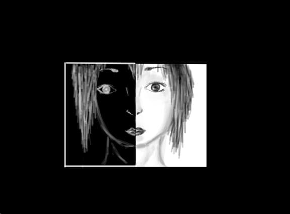 alb`negru face girl