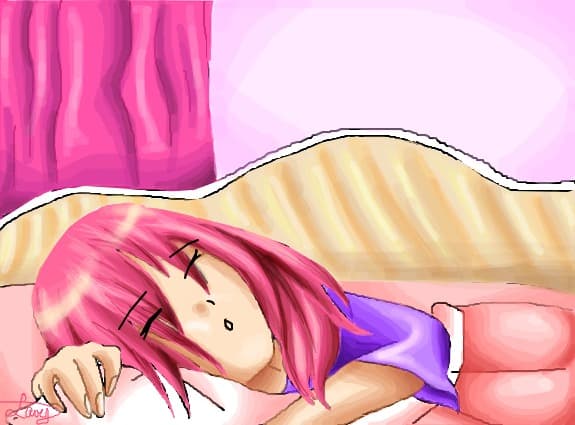 Anime sleepy and pink room :))