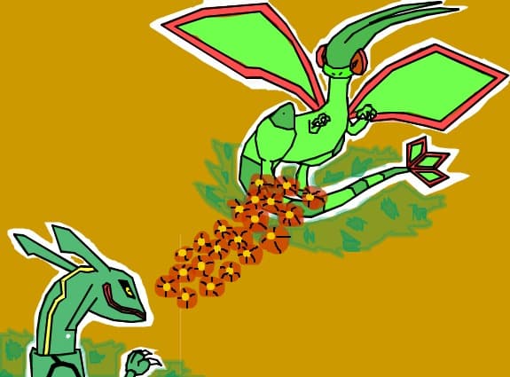 Rayquaza vs. Flygon (lupta intre tipurile Dragon)
