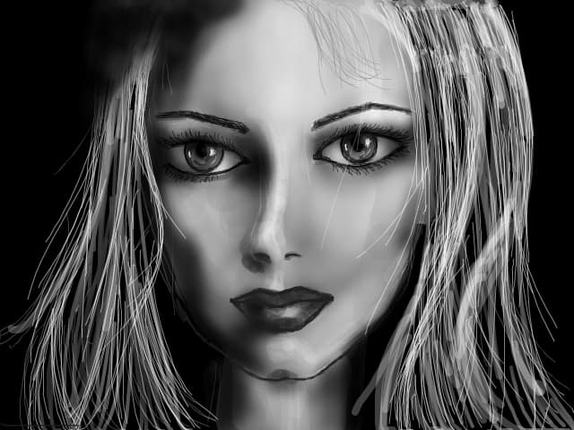 portret alb-negru modificat