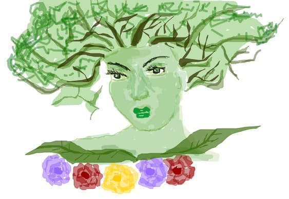 fata verde cu parul padure...