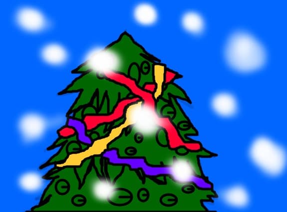happy christmas everybody and a christmas tree