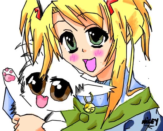 anime girl and mr. cat