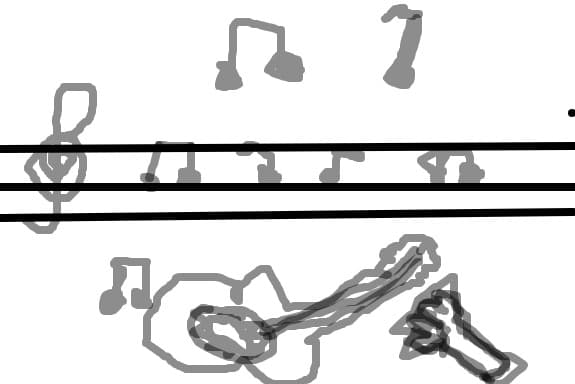 muzica si o chitara si o mana care canta la ia
