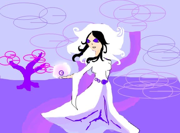 wite witch in a purple forest