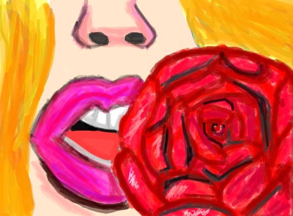 lips and rose