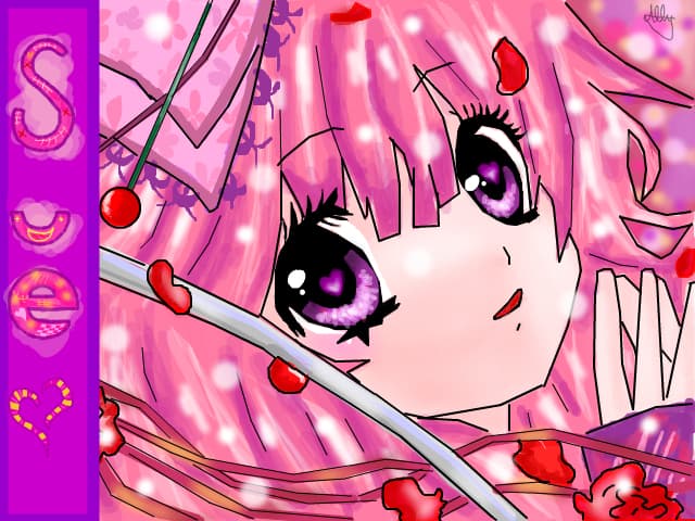 anime cute flower girl