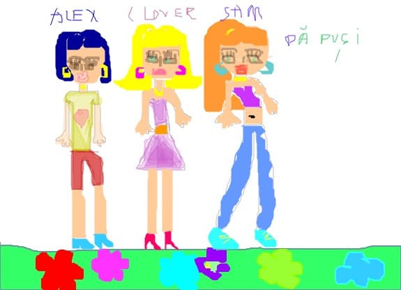 alex,clover,sam;