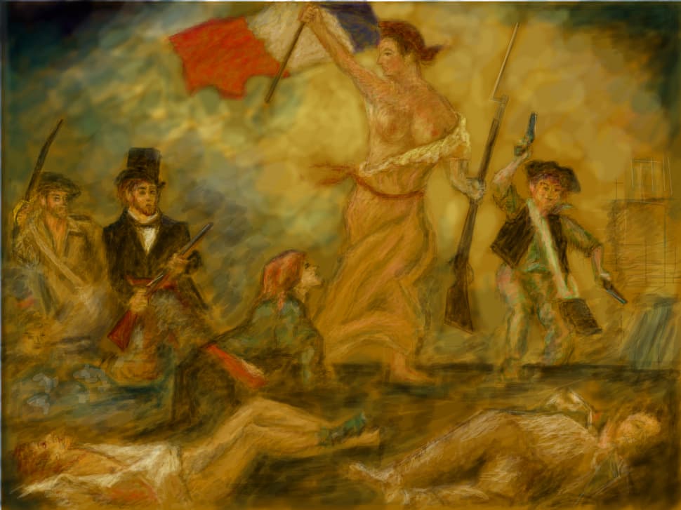 La Liberte giudant le peuple (dupa Delacroix)