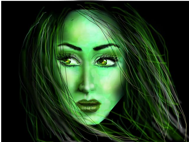 a green girl