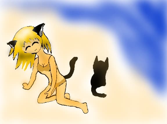 Kitty Girl At the Beach
