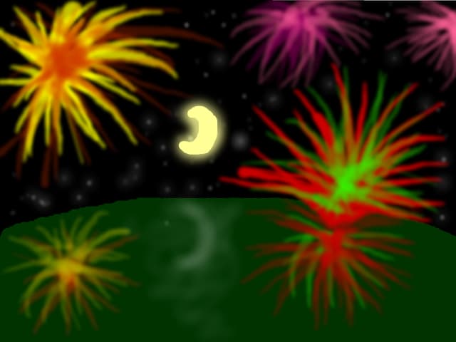 Artificii ,  luna si stele