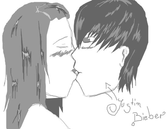 kiss with justin bieber :))))))