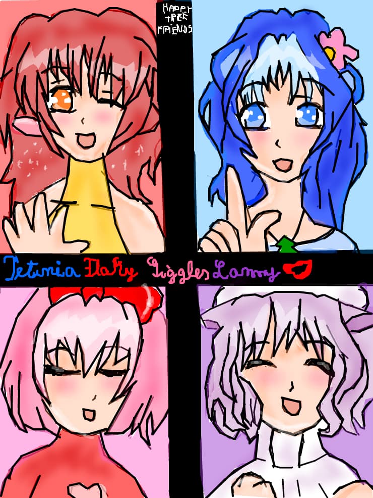 petunia,flaky,giggles and lammy