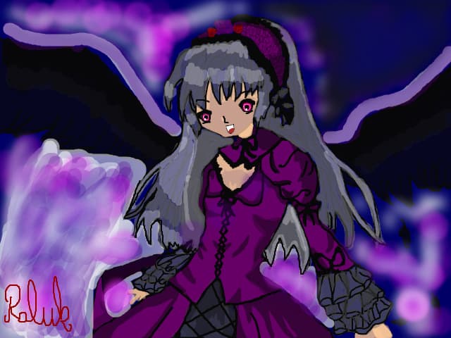 Angel of black roses