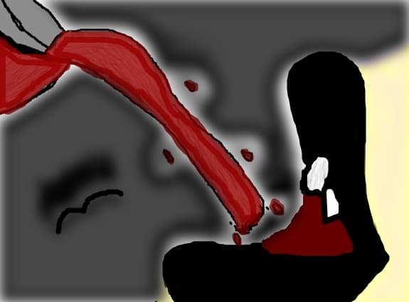 Buze de vampir care se ospateaza cu sange