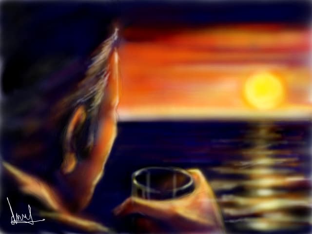 whiskey at the sunset