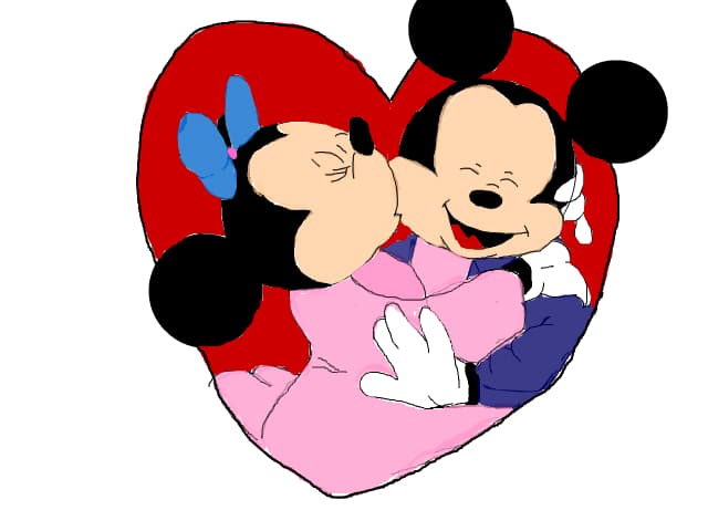 Minnie and Mickey Kiss