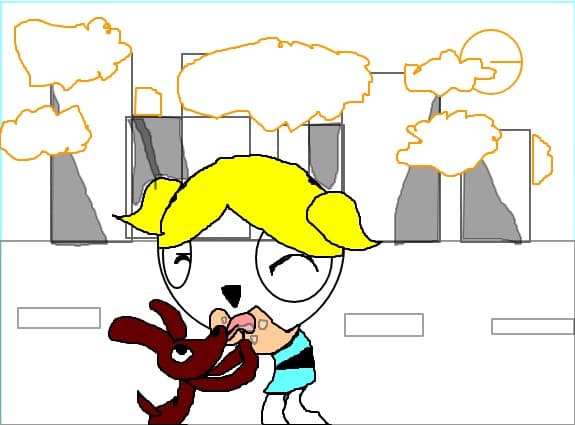 Bubbles walking through town