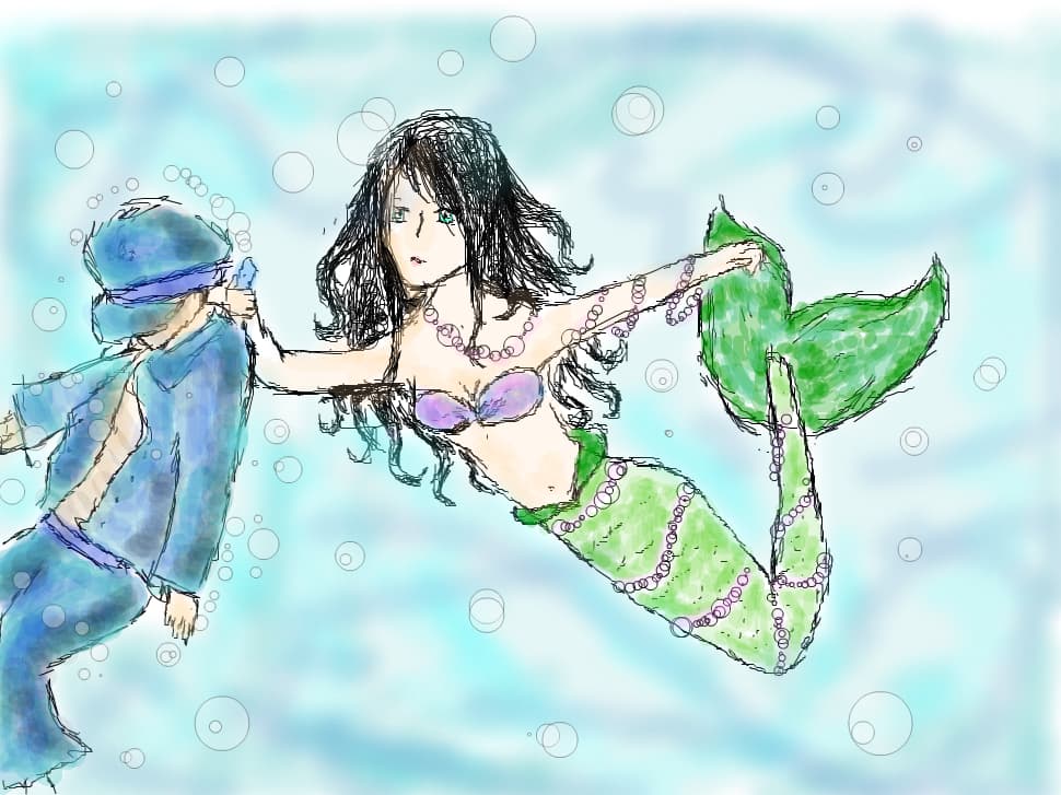 o sirena intr-un desen care nu-mi place cum a iesit da va rog nu dati noti mici
