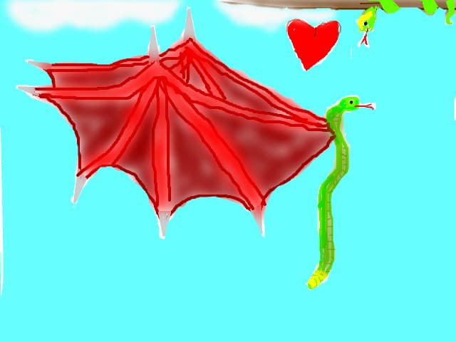 mamba verde cu aripi de dragon
