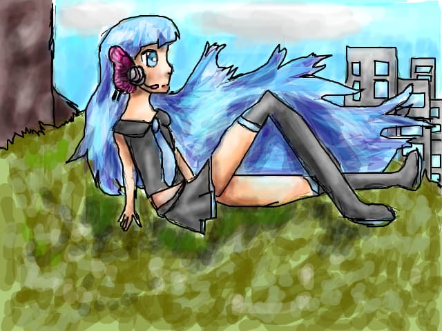 Miku Hatsune cu parul dezlegat
