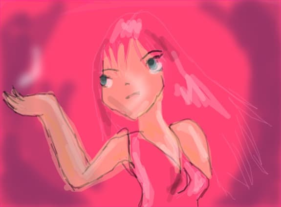 pink anime hero angel