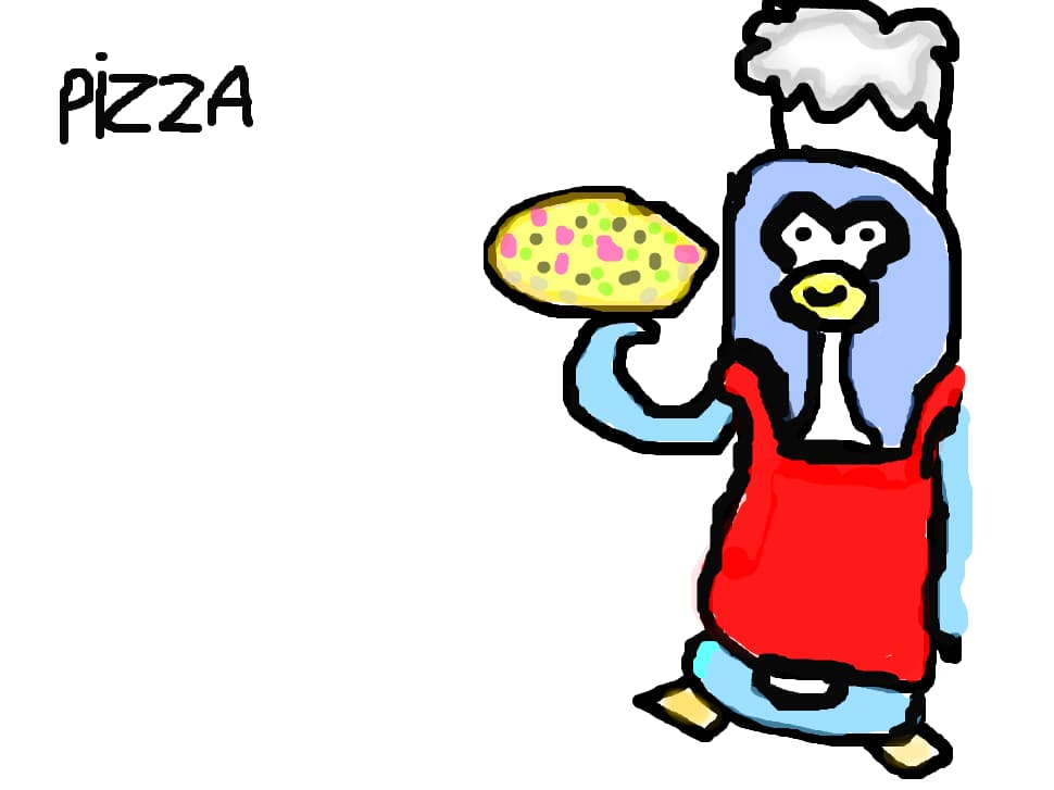 pinguinul face pizza