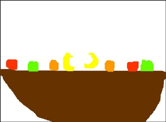 un cos cu fructe