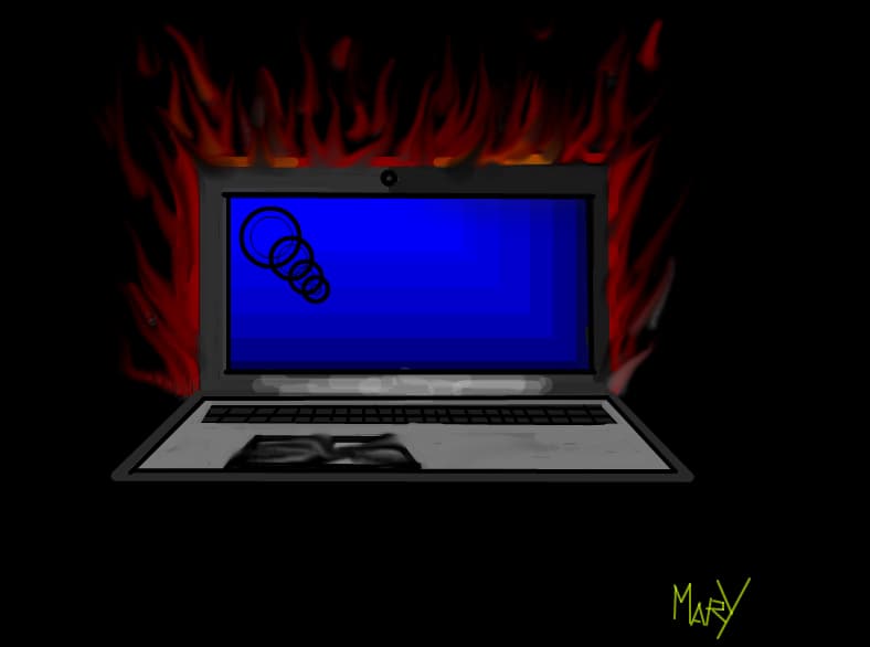 This laptop\'s on fire
