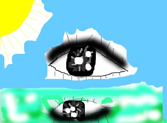 ochi cu reflexie in apa