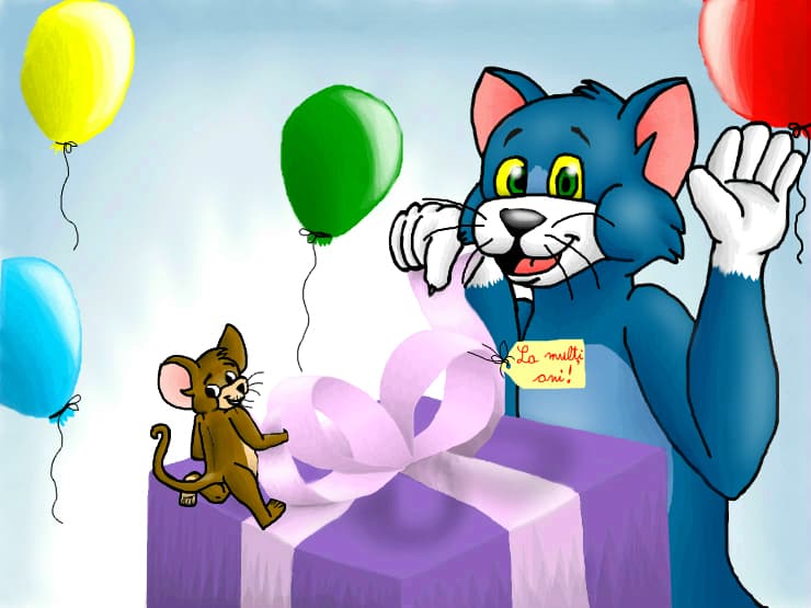 O felicitare pt. diriginta cu Tom si Jerry