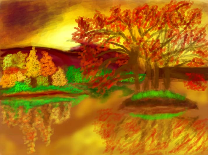 Fall at the sunset