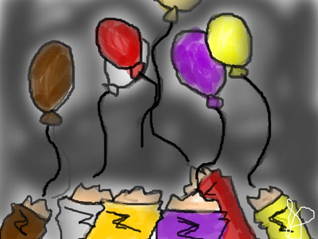 Just like balloons We soar on our own Finally free From the pain of our home