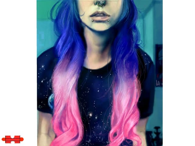 Pink and blue.