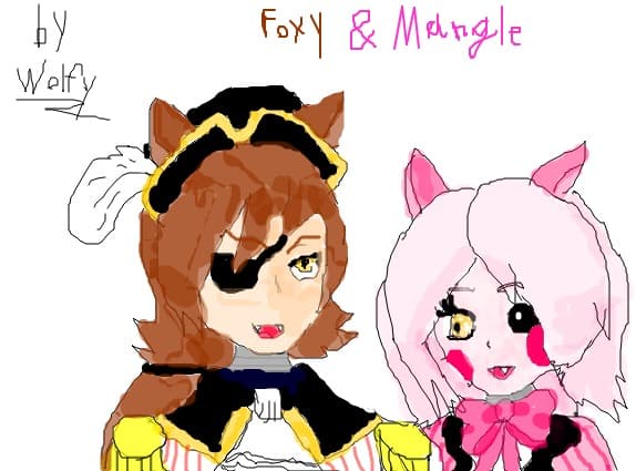 Foxy the pirate fox and Mangle the fox