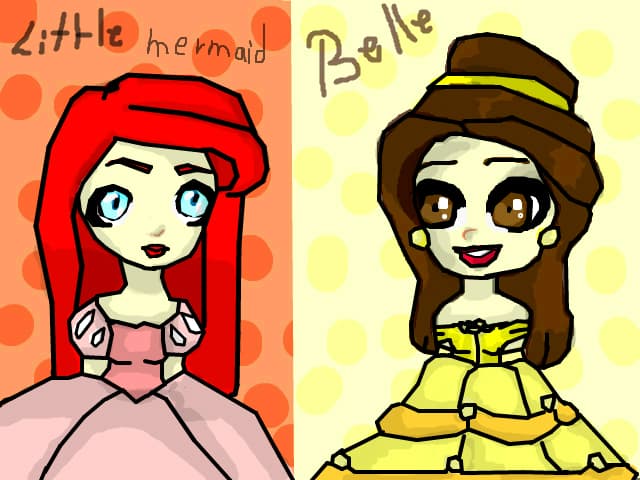 Little mermaid and Belle