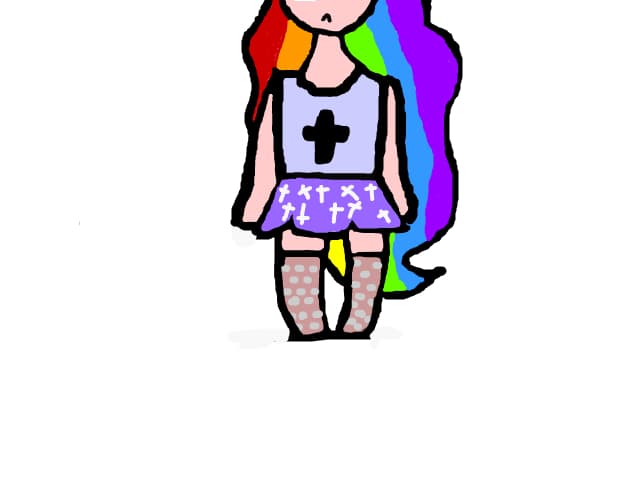 Kawaii CUTe Purple Raimbow Goth Emo Cross