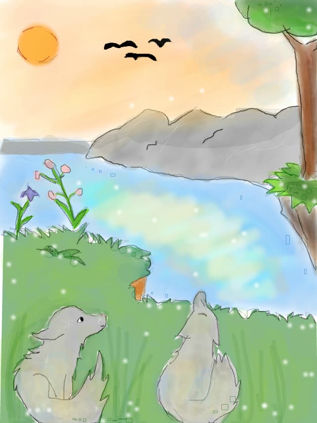 Landscape with wolves