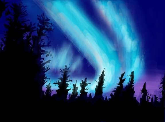 Aurora boreala la poli.
