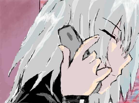 eyes at the phone
