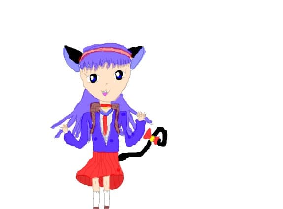 anime cat school  girl