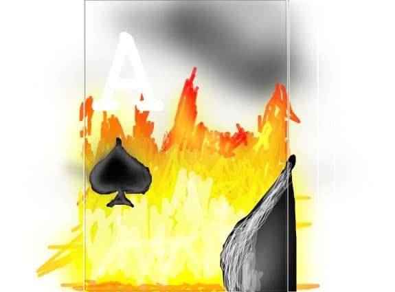 Flamed Ace  Black Harted