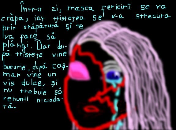 chipul cu masca  crapata