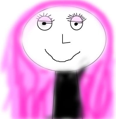 a girl with fuschia hair