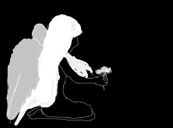 sad angel(blak and white)