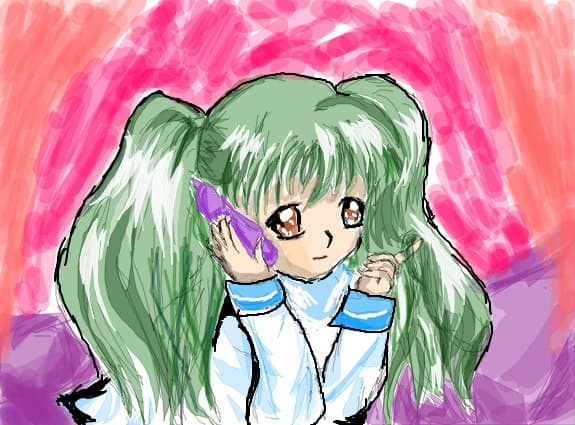 green haired anime girl